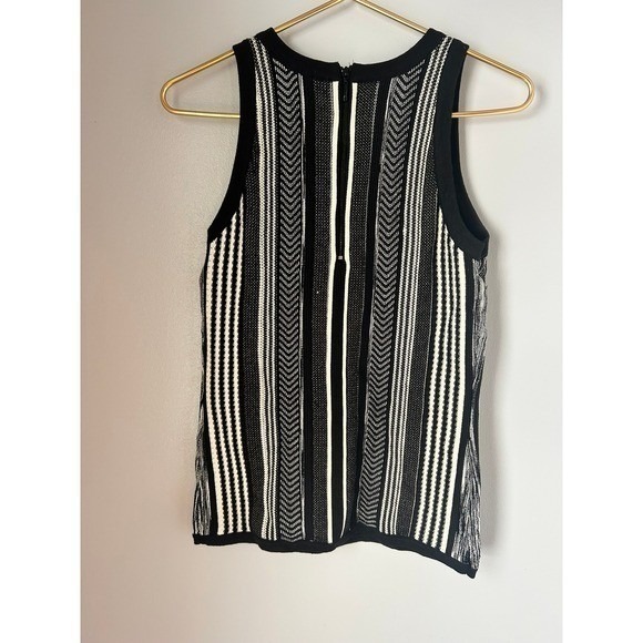 White House Black Market Knit Stripe Sleeveless Zipper Tank Top Women Size S - Picture 4 of 5